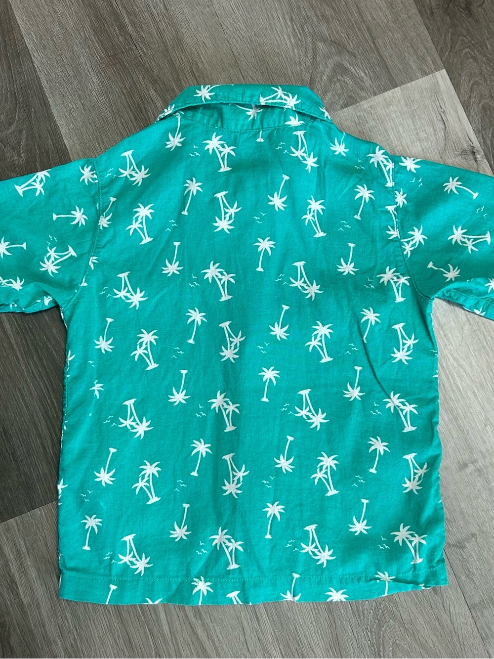 ❤️5 FOR $25❤️Wonder Nation Boys Tropical Button Up Shirt 5T Teal Green - Picture 2 of 8